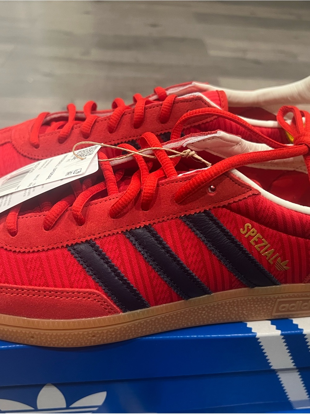 adidas Spezial Men’s Red Sneakers with Blue Stripes Spain World Cup edition